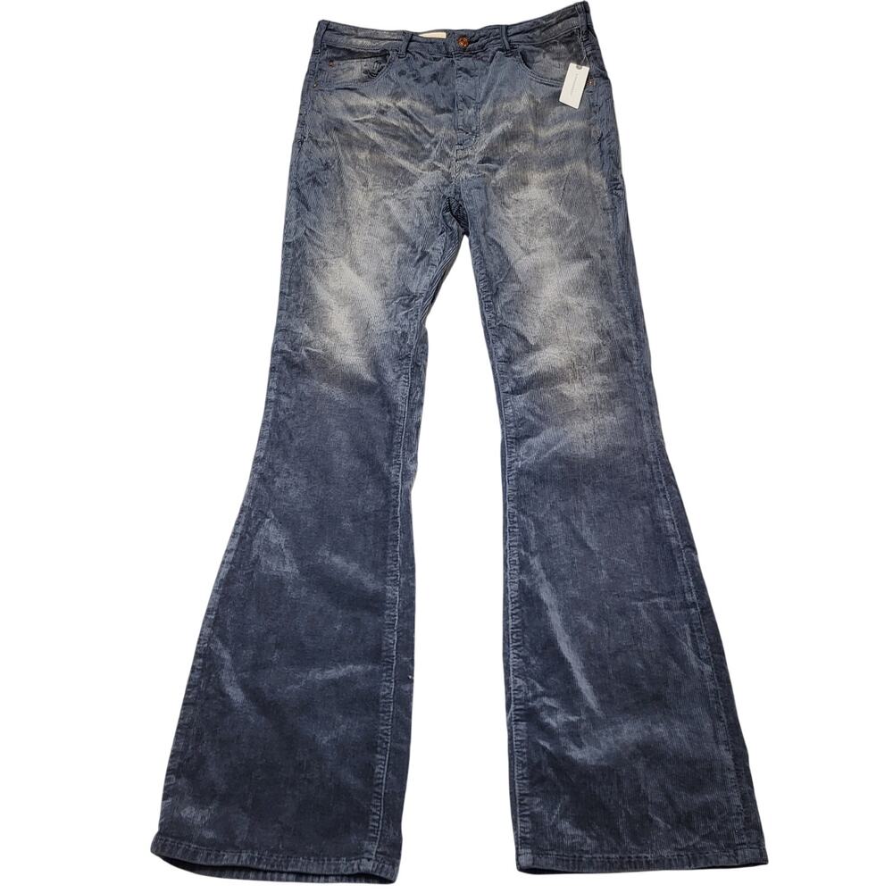 Pilcro The Icon‎ Corduroy Flare Pants Washed Gray Black High Rise 32T Tall